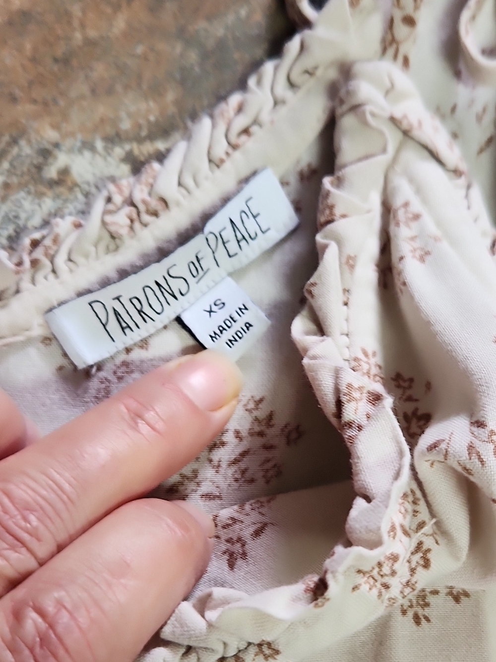 Patrons of Peace Cream Dress with Brown Floral Print - Picture 3 of 4